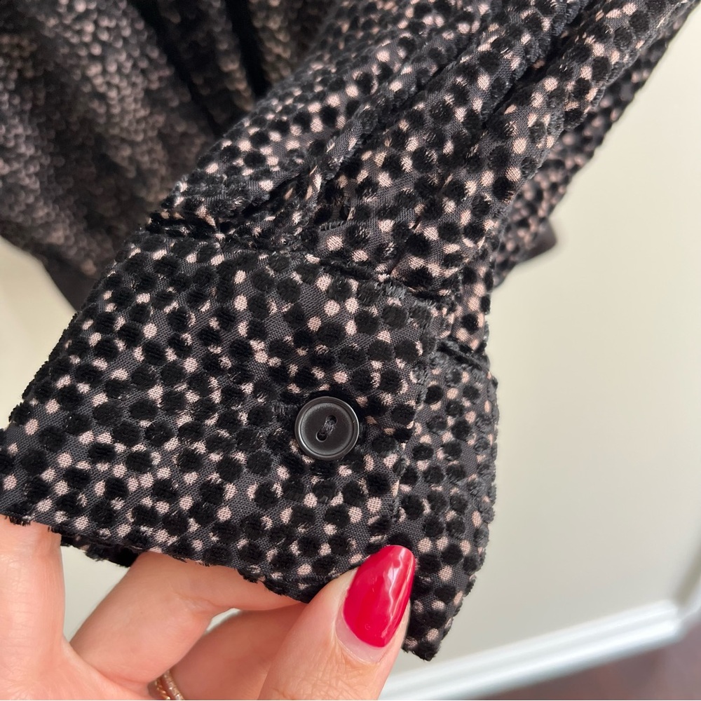 Astr The Label Black Zena Plunge V Neck Velvet Dot Long Sleeve Bodysuit M - Picture 8 of 9